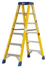 Made in USA - 7 Steps, 16 Ft. High, Type IA Rating, Fiberglass Step Ladder - Eagle Tool & Supply