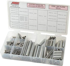 Made in USA - 300 Piece, 1/16 to 3/8" Pin Diam, Spring Pin Assortment - Zinc, Zinc Plated - Eagle Tool & Supply