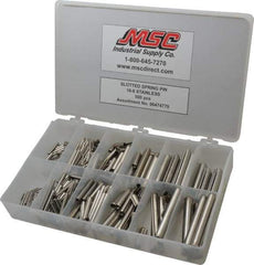 Made in USA - 500 Piece, 1/16 to 7/16" Pin Diam, Spring Pin Assortment - 18-8 Stainless Steel - Eagle Tool & Supply