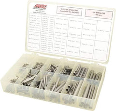 Made in USA - 500 Piece, 1/16 to 7/16" Pin Diam, Spring Pin Assortment - 420 Stainless Steel - Eagle Tool & Supply