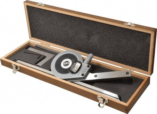 SPI - 6, 12 Inch Long Blade, 360° Max Measurement, Bevel Protractor - Accuracy up to 1 Min, 1 Min Dial Graduation - Eagle Tool & Supply