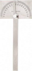 Value Collection - 6 Inch Long Blade, 180° Max Measurement, 1° Dial Graduation, Rectangular Head Protractor - 0 to 180 Dial Range - Eagle Tool & Supply