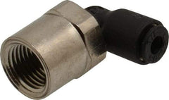 Legris - 1/8" OD, 1/8 NPT, Nylon/Nickel Plated Brass Push-to-Connect Female Elbow - 290 Max psi - Eagle Tool & Supply