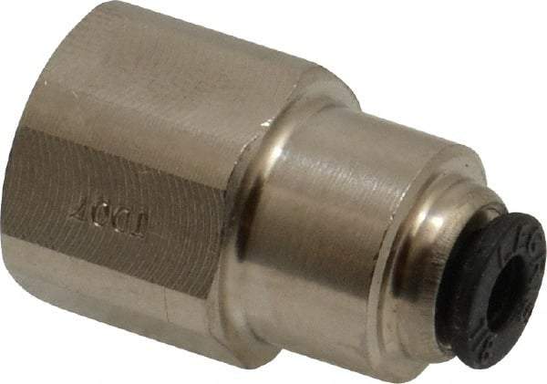 Legris - 1/8" Outside Diam, 1/8 NPT, Nickel Plated Brass Push-to-Connect Tube Female Connector - 290 Max psi - Eagle Tool & Supply