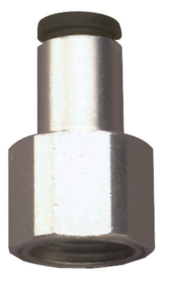 Legris - 5/32" Outside Diam, 1/4 NPT, Nickel Plated Brass Push-to-Connect Tube Female Connector - 290 Max psi - Eagle Tool & Supply