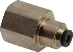 Legris - 1/8" Outside Diam, 1/4 NPT, Nickel Plated Brass Push-to-Connect Tube Female Connector - 290 Max psi - Eagle Tool & Supply