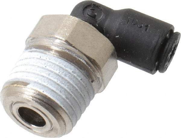 Legris - 1/8" OD, 1/4 NPT, Nylon/Nickel Plated Brass Push-to-Connect Male Elbow - 290 Max psi - Eagle Tool & Supply