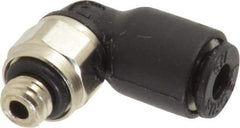 Legris - 1/8" OD, 10-32 UNF, Nylon/Nickel Plated Brass Push-to-Connect Male Elbow - 290 Max psi - Eagle Tool & Supply