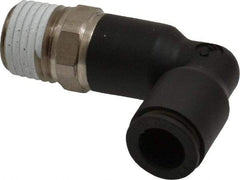 Legris - 5/16" OD, 1/4 NPT, Nylon/Nickel Plated Brass Push-to-Connect Extended Male Elbow - 290 Max psi - Eagle Tool & Supply