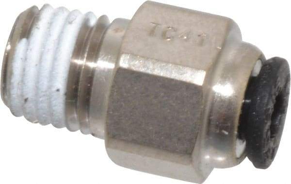 Legris - 1/8" Outside Diam, 1/16 NPT, Nickel Plated Brass Push-to-Connect Tube Male Connector - 290 Max psi - Eagle Tool & Supply