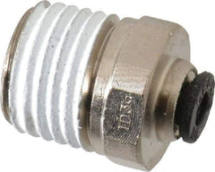 Legris - 1/8" Outside Diam, 1/4 NPT, Nickel Plated Brass Push-to-Connect Tube Male Connector - 290 Max psi - Eagle Tool & Supply