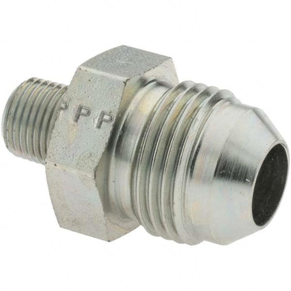 Parker - 1/2" Tube OD x 1/8-27 Male NPT 37° Steel Flared Tube Straight Thread Connector - Eagle Tool & Supply