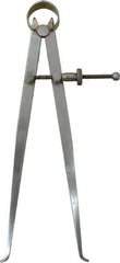 Value Collection - 8 Inch Leg, Spring Joint, Steel, Polished, Inside Caliper - 8 Inch Max Measurement, 200mm Max Measurement, Flat Leg with Quick Nut Adjustment - Eagle Tool & Supply