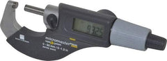 TESA Brown & Sharpe - 0 to 1.2" Range, 0.0001" Resolution, Standard Throat, Electronic Outside Micrometer - 0.0002" Accuracy, Friction Thimble, Carbide Tipped Face, CR2030 Battery, Includes Plastic Case - Eagle Tool & Supply