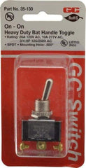 GC/Waldom - SPDT Heavy Duty On-On Toggle Switch - Screw Terminal, Bat Handle Actuator, 3/4 hp at 125/250 VAC hp, 277 VAC - Eagle Tool & Supply