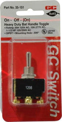 GC/Waldom - DPDT Heavy Duty On-Off-On Toggle Switch - Screw Terminal, Bat Handle Actuator, 1-1/2 hp at 125/250 VAC hp, 277 VAC - Eagle Tool & Supply