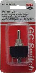 GC/Waldom - DPDT Heavy Duty On-Off-On Toggle Switch - Quick Connect Terminal , Bat Handle Actuator, 1-1/2 hp at 125/250 VAC hp, 277 VAC - Eagle Tool & Supply