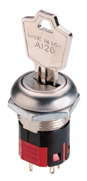 GC/Waldom - 4 Amp at 125 Volt, SPDT, 6 Tumbler Barrel Key Switch - Wire Lead Terminal, 0.76 Inch Mount Hole Diameter, 0.931 Inch Cylinder Length, On-On Sequence - Eagle Tool & Supply