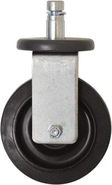 Eagle MHC - 5" Diam x 1-1/4" Wide x 8-1/4" OAH Stem Mount Rigid Caster - Rubber, 300 Lb Capacity, Plain Bearing, 1" Round Stem - Eagle Tool & Supply