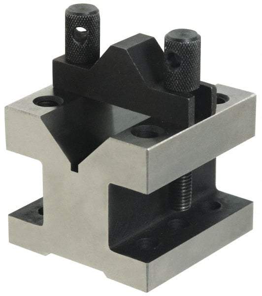 Value Collection - 2-9/16" Max Capacity, 90° Angle, Hardened Steel V-Block - 4-1/8" Long x 4-1/8" Wide x 3-1/16" High, Sold as Individual - Eagle Tool & Supply