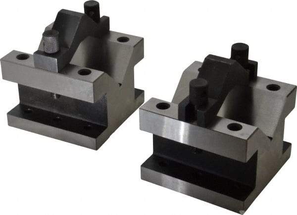 Value Collection - 2-9/16" Max Capacity, 90° Angle, Hardened Steel V-Block - 4-1/8" Long x 4-1/8" Wide x 3-1/16" High, Sold as 2 Block Set - Eagle Tool & Supply