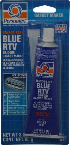 Permatex - 3 oz Tube Blue Butyl Rubber Gasket Sealant - -65 to 400°F Operating Temp, 24 hr Full Cure Time - Eagle Tool & Supply