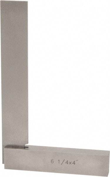 Value Collection - 6-1/4" Blade Length, 4" Base Length Steel Square - 0.0003" Accuracy, Beveled Edge - Eagle Tool & Supply