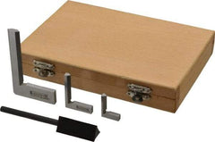SPI - 4 Piece, 3/4, 1-1/8, 1-15/16 Inch Base Length, 1, 1-1/2, 1-9/16, 2-15/16 Inch Blade Length, Square Set - Hardened Steel, Includes 3 Beveled Squares, Case, Triangular Straight Edge - Eagle Tool & Supply