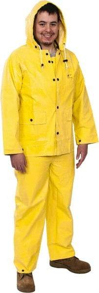 OnGuard - Size S, Yellow, Chemical, Rain Three Piece Suit - Detachable Hood - Eagle Tool & Supply