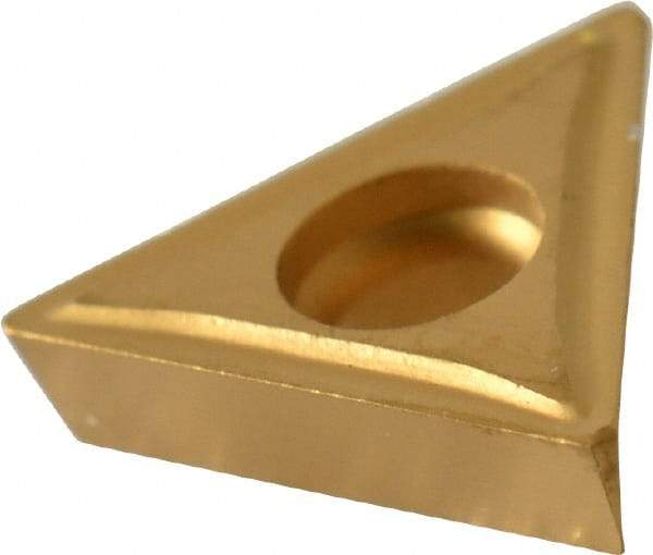 APT - TPGH21.50 Carbide Turning Insert - TiN Finish, 60° Triangle, 1/4" Inscr Circle, 3/32" Thick, 0" Corner Radius - Eagle Tool & Supply