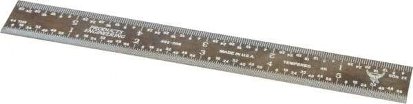 PEC Tools - 6" Long, 1/64, 1/32, 1/16, 1/8" Graduation, Rigid Steel Rule - 4R Graduation Style, 3/4" Wide, Black, Black Chrome Finish - Eagle Tool & Supply