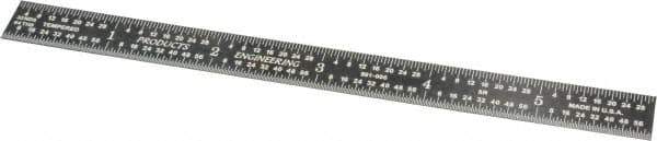 PEC Tools - 6" Long, 1/100, 1/64, 1/32, 1/10" Graduation, Flexible Steel Rule - 5R Graduation Style, 1/2" Wide, Black, Black Chrome Finish - Eagle Tool & Supply