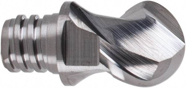 Iscar - MM EBA Grade IC08 Carbide Ball Nose Milling Tip Insert - Uncoated, 2 Flutes, 3/8" Cutting Diam, 0.27" Depth of Cut, 0.51" Extension, 3/16" Cnr Rad, 45° Helix - Eagle Tool & Supply