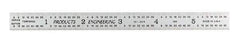 PEC Tools - 6" Long, 1/100, 1/64, 1/50, 1/32" Graduation, Flexible Steel Rule - 16R Graduation Style, 1/2" Wide, Silver, Satin Chrome Finish - Eagle Tool & Supply