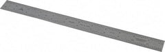 PEC Tools - 12" Long, 1/64, 1/32, 1/16, 1/8" Graduation, Rigid Steel Rule - 4R Graduation Style, 1" Wide, Silver, Satin Chrome Finish - Eagle Tool & Supply