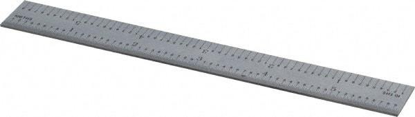 PEC Tools - 6" Long, 1/100, 1/64, 1/32, 1/10" Graduation, Rigid Steel Rule - 5R Graduation Style, 3/4" Wide, Silver, Satin Chrome Finish - Eagle Tool & Supply