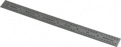 PEC Tools - 6" Long, 1/64, 1/32, 1/16, 1/8" Graduation, Flexible Steel Rule - 4R Graduation Style, 1/2" Wide, Silver, Satin Chrome Finish - Eagle Tool & Supply