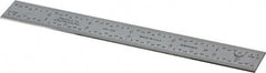 PEC Tools - 6" Long, 1/64, 1/32, 1/16, 1/8" Graduation, Rigid Steel Rule - 4R Graduation Style, 3/4" Wide, Silver, Satin Chrome Finish - Eagle Tool & Supply