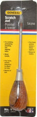 General - 6-1/2" OAL Steel Scratch Awl - Hardwood Handle - Eagle Tool & Supply