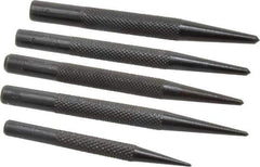 Value Collection - 5 Piece, 1/16 to 5/32", Center Punch Set - Round Shank, Comes in Vinyl Pouch - Eagle Tool & Supply