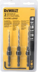 DeWALT - 3 Piece, 0.13 to 0.19" Head Diam, 77 to 83° Included Angle, Single End Countersink Set - Eagle Tool & Supply