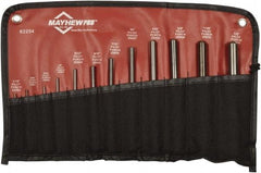 Mayhew - 12 Piece, 1/16 to 1/2", Roll Pin Punch Set - Round Shank, Comes in Vinyl Roll - Eagle Tool & Supply