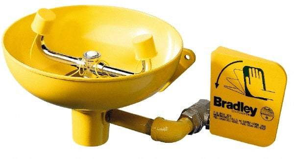 Bradley - Wall Mount, Plastic Bowl, Eyewash Station - 1/2" Inlet, 30 to 90 psi Flow, 0.4 GPM Flow Rate - Eagle Tool & Supply