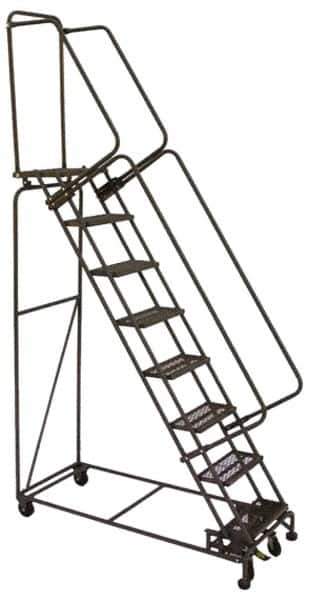 Ballymore - 153" 12 Step Ladder - Lock Step Rolling Safety Ladder, 450 Lb Capacity, 120" Platform Height, 32" Base Width x 87" Base Depth, Grip Strut - Eagle Tool & Supply