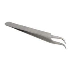 Value Collection - 4-1/2" OAL 7-SS Precision Tweezers - Curved Fine Point - Eagle Tool & Supply