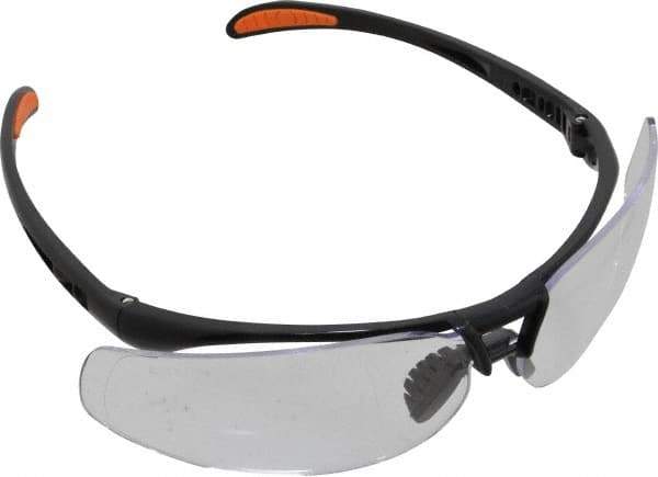 Uvex - Clear Lenses, Framed Safety Glasses - Scratch Resistant, Metallic Black Polycarbonate Frame, Size Universal, Wrap Around - Eagle Tool & Supply