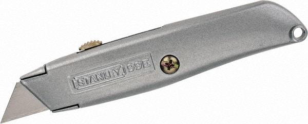 Stanley - Retractable Utility Knife - 2-7/16" Blade, Die Cast Aluminum (Color) Aluminum Handle, 3 Blades Included - Eagle Tool & Supply