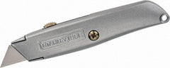 Stanley - Retractable Utility Knife - 2-7/16" Blade, Die Cast Aluminum (Color) Aluminum Handle, 3 Blades Included - Eagle Tool & Supply