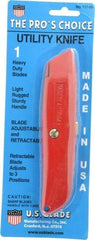 Made in USA - Retractable Utility Knife - Die Cast Aluminum (Color) Aluminum Handle, 3 Blades Included - Eagle Tool & Supply