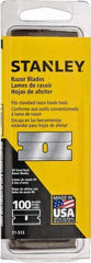 Stanley - 100 Piece Steel Single Edge Blade - 1-1/2" OAL, 0.009" Blade Thickness - Eagle Tool & Supply